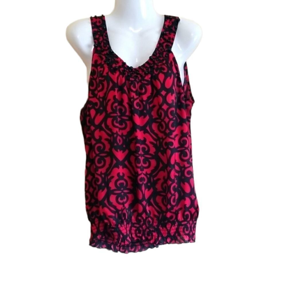 Larry Levine Red & Black Top Sz XL